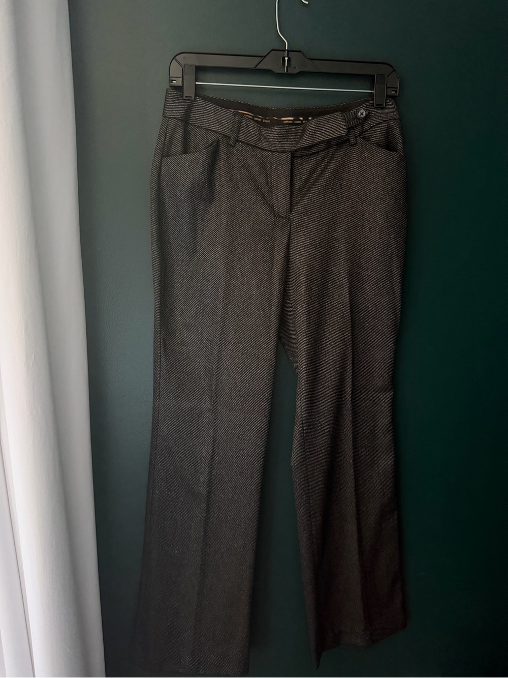 Express Women's Charcoal Textured Straight-Leg Trousers